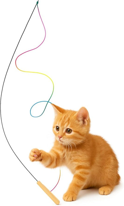 Cat Wand Toy for Indoor Cats, 105” Extra Long Magical Cat Teaser Wand, Interactive Cat Toy with Durable Nylon String, Elastic Wand for Exercise & Enrichment, Kittens to Senior Cats