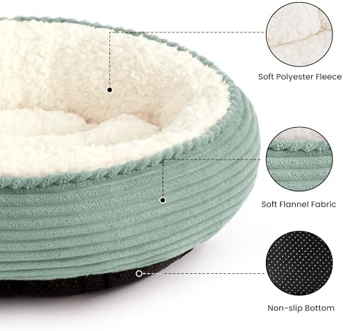 Love's cabin Round Donut Cat and Dog Cushion Bed, 24in Pet Bed for Small or Medium Dogs, Anti-Slip & Water-Resistant Bottom, Soft Durable Fabric Pet Beds, Washable Calming Cat Bed Apple Green - Image 2