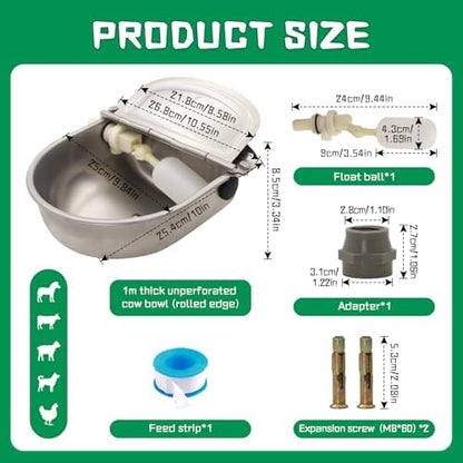 Automatic Dog Water Feeder 3L Stainless Steel Bowl for Chicken Cattle Sheep - Image 6