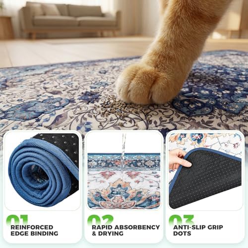 Hompet Cat Litter Mat 2 Pack, 18x54 Large Machine Washable Trapping Mats for Cats, Super Absorbent & Urine-Proof Cat Litter Box Mat for Floor, Waterproof & Non Slip Kitty Litter Rug - Image 5