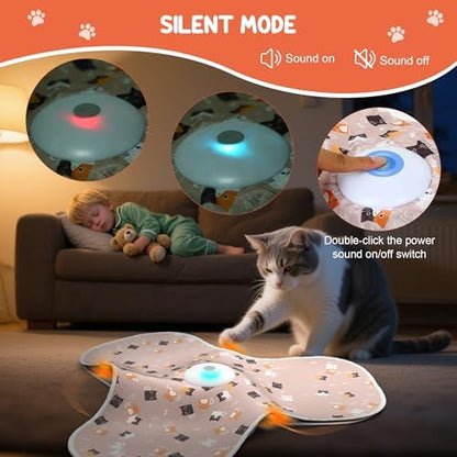 ‌‌Interactive Cat Toys for Indoor Cats‌ Adult‌ with Feather Tail Switchable Mouse Sounds, ‌Kitten Enrichment Toys‌ for Hunting Self Play, Automatic Rechargeable Quiet Game to Bored (Pink) - Image 3