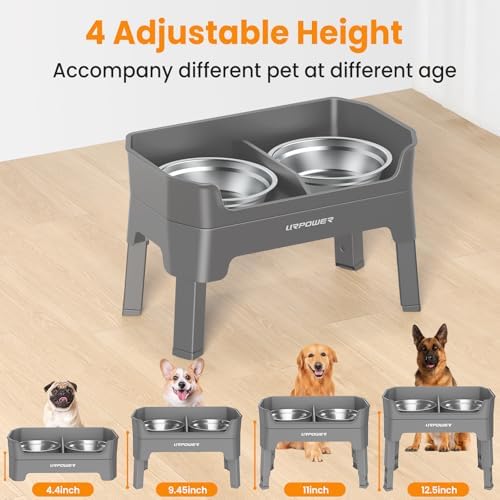 URPOWER Elevated Dog Bowls, 3-in-1 Double Deck Raised Dog Bowl Stand - Image 3