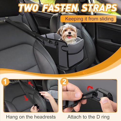Portable Dog Car Seat for Small Dogs, Puppy Car Seat, Grey - Image 5