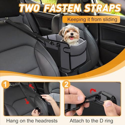 Portable Dog Car Seat for Small Dogs, Puppy Car Seat, Grey - Image 5