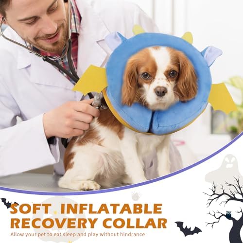 IEUUMLER Inflatable Recovery Dog Collar, Protective Donut Cone, Adjustable Soft Collar for Dog and Cat After Surgery Prevent from Biting & Scratching EU002 - Vampire M+ - Image 6