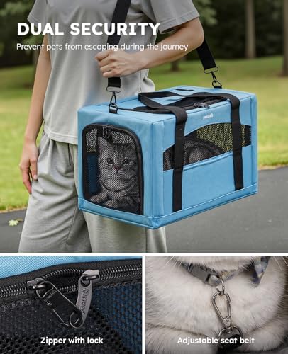 Pecute Cat Carrier Stable, Pet Carrier with Privacy Partition,Light Blue - Image 3