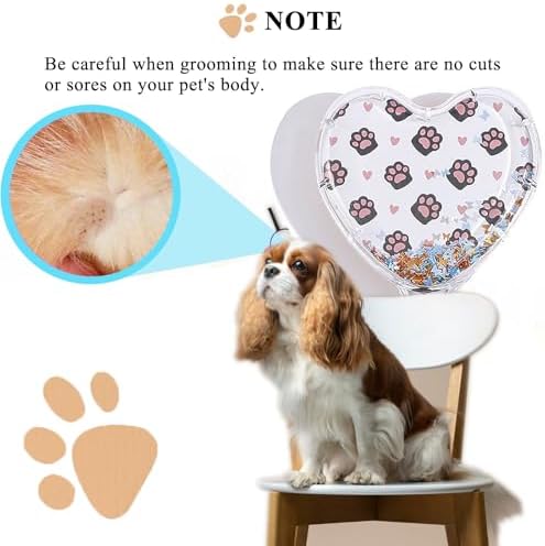 Small Soft Dog Grooming Brush, Pet Massage Hair Brush (Cute Paws) - Image 6