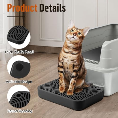 Cat Litter Box Step Non-Slip Cat Step with Filter Function, Black - Image 4