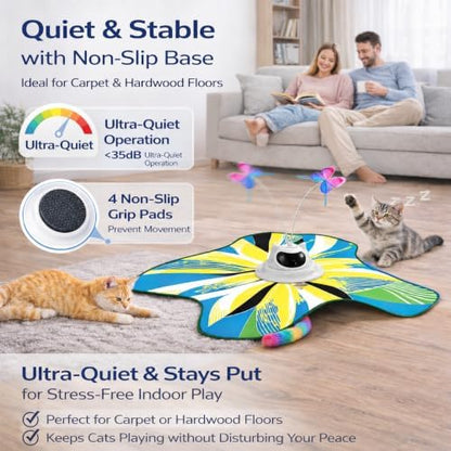 Interactive Cat Toy for Indoor Cats, Rechargeable 3-in-1 Hide and Seek Cat Toy with Spinning Butterfly & Plush Tail, Ultra-Quiet Touch Activated Self Play Cat Exercise Toy for Adult Cats & Kittens - Image 4