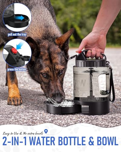 Dog Water Bottle Travel Bowl, 77oz Large Portable Dog Water Bowl Dispenser, Leakproof Pet Drinking Bottle Dispenser for Hiking Camping Walking Travelling Beach Car Trips, BPA Free, Black - Image 4