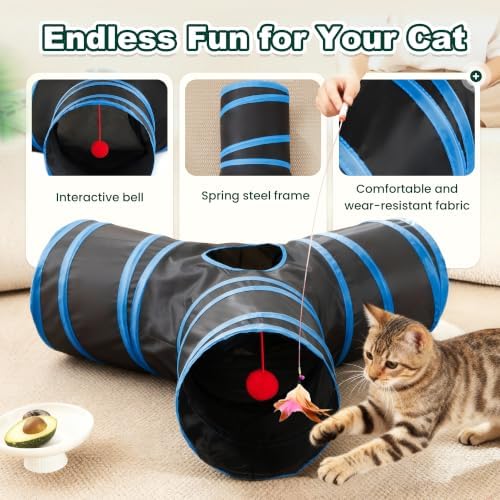 Love's cabin Cat Tunnel for Indoor Cats, 3-Way Collapsible Play Tunnel - Image 5