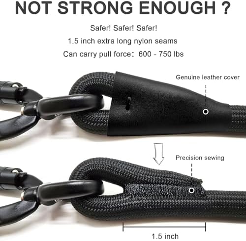 Rope Dog Leash with Two Handles, 6 Foot Heavy Duty Dog Leash with Aviation Aluminum Auto Locking Carabiner, Strong Nylon Pet Lead for Small, Medium, Large Dogs (Brown, 6FT-Two Handle) - Image 3