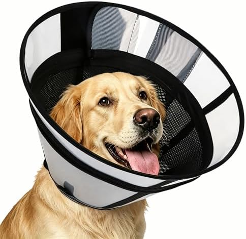 Soft Transparent Dog Cone Collar, Depth Adjustable Recovery Cone by Unknown