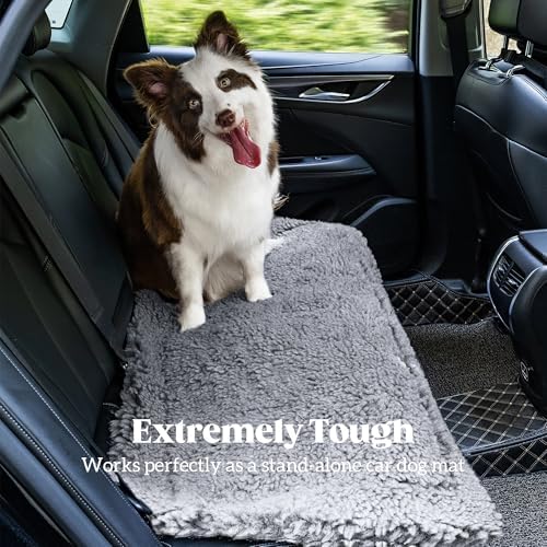 PELZIN Stoutwool Chew Proof Dog Car Seat Cover for Back Seat - Water Resistant Rear Seat Protector - Dual-use Car Dog Mat for Aggressive Chewers - Tough - Potable - Machine Washable, Charcoal - Image 2