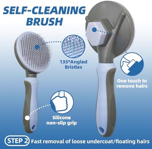 Dog Brush for Shedding,7 PCS Pet Grooming Brush Kit to De-fur & Hair Slicker Deshedding Brushes with Undercoat Rake Comb Bath Brush&Nail Clipper for Grooming Short Long Haired Dogs Cats Blue - Image 3
