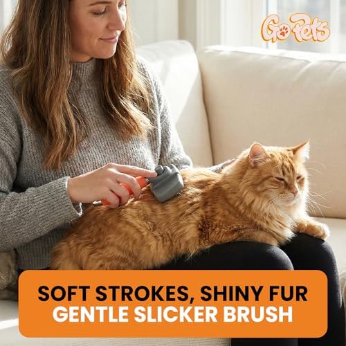 GoPets Self-Cleaning Slicker Brush for Dogs & Cats, Deshedding & Dematting - Image 5