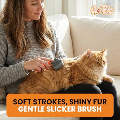 GoPets Self-Cleaning Slicker Brush for Dogs & Cats, Deshedding & Dematting - Image 5