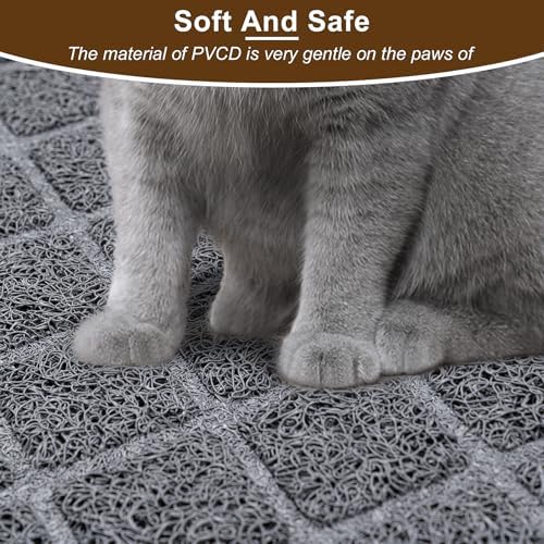 Cat Litter Box Mat,24 x 35 In,Trapping Mat Premium Durable PVC Pad,Grey - Image 4