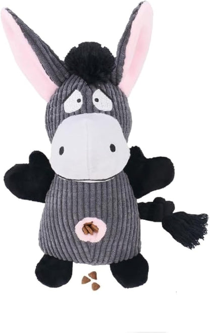 Donkey Squeaky Dog Toy with Crinkle Paper Plush Rope Dog Toy Relief Boredom Dog Toys Treats Feeder Puzzle Pet Toy for Chewer Small Medium Breed Dog