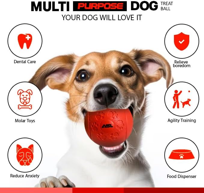 ASL Interactive Dog Treat Ball 2 Pack – Treat Dispensing Dog Toy, Dog Puzzle Toy & Dog Puzzle Feeder, Interactive Dog Ball for Enrichment, Slow Feeder Dog Toy, Dog Toys to Keep Dogs Busy