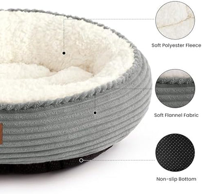 Love's cabin Round Donut Cat and Dog Cushion Bed, 30in Pet Bed for Medium or Large Dogs, Anti-Slip & Water-Resistant Bottom, Soft Durable Fabric Pet Beds, Washable Calming Cat Bed, Light Grey - Image 2