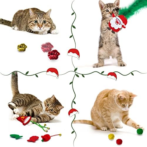 Cat Christmas Stocking, 10 Pack Christmas Cat Toys for Indoor Cats, Includes Catnip Toys, Balls and Feather Toys, Great Value - Image 6