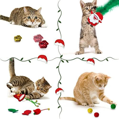 Cat Christmas Stocking, 10 Pack Christmas Cat Toys for Indoor Cats, Includes Catnip Toys, Balls and Feather Toys, Great Value - Image 6