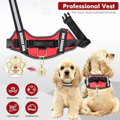 Opstin Service Dog Vest, ID Tag + 50 ADA Information Cards, Service Dog Harness in Sizes X Small to XX Large, Ruggedized Metal Tag, 2-Sided Service Animal Information Cards, ESA Accessory Set X-Large - Image 3