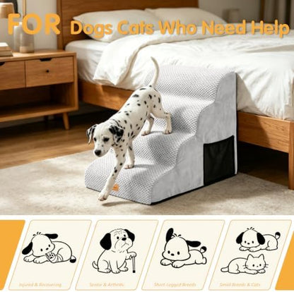 Topmart High Density Foam Dog Steps 4 Tiers, Extra Wide Deep Pet Steps - Image 5