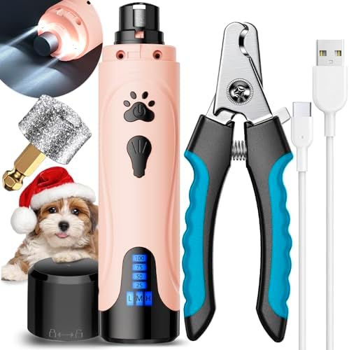 YABIFE Dog Nail Grinder, Dog Nail Trimmers and Clippers Kit, Super Quiet, Rechargeable, for Small Large Dogs Cats Toenail Claw Grooming,3 Speeds by Yabife