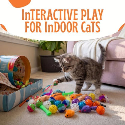 Kitty Catnip Toys- 30 Interactive Cat Toys for Indoor Cats & Kittens – Crinkle Balls, Sparkle Pom Pom Balls, Spiral Springs, Cat Mice, Teaser Wand, Kitten Toys, Cat Accessories - Variety Pack - Image 4