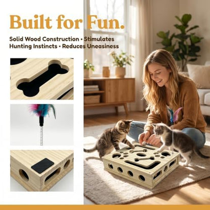 Cat Puzzle Toy,Cat Scratch Puzzle Enrichment Box,Cat Nail File Scratcher,Porous Design,Stimulate Cats Exploratory &Slow Down Eat Speed,Built in Frosted Paper,Polish Their Nail While Play - Image 5