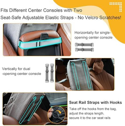 Console Dog Car Seat for Small Dogs Cats Up to 11lbs, Anti-Collapse Pet Armrest Booster Seat with Soft Pillow,Non-Slip Seat Rails Hooks & Safety Belt, Portable Car Accessories for Pets Travel - Image 4