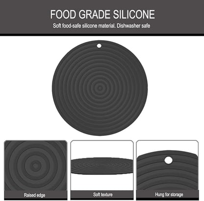 2 Pack Silicone Pet Food Mat, Small Rubber Mat for Dog Bowl, Cat Food Mat, Cat Bowl Mat Placemat Prevent for Food and Water Overflow, 9.5"x9.5"