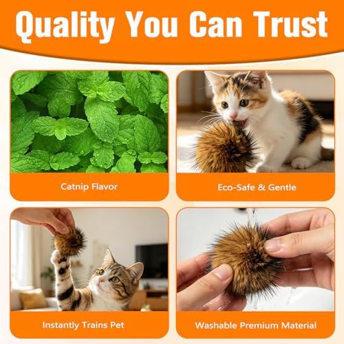 5Pcs Cat Toy Faux Rabbit Fur Ball, Rabbit Fur Ball Cat Toy, Soft Fluffy Cat Toy Ball, Furry Catnip Toy Ball for Indoor Cats, Washable & Fun to Chase for Exercise and Bonding - Image 5