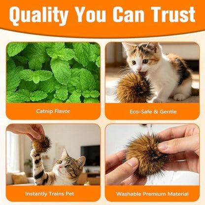 5Pcs Cat Toy Faux Rabbit Fur Ball, Rabbit Fur Ball Cat Toy, Soft Fluffy Cat Toy Ball, Furry Catnip Toy Ball for Indoor Cats, Washable & Fun to Chase for Exercise and Bonding - Image 5