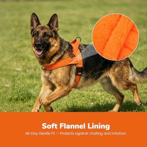 Didog No Pull Dog Harness for Large Dogs, Soft Flannel Padded, Orange, L - Image 2