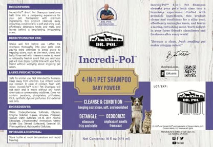 Dr. Pol Incredi-Pol 4-in-1 Pet Shampoo | Cleanse, Condition, Detangle & Deodorize | Luxurious Grooming for a Soft, Silky Coat | Baby Powder | 16 oz - Image 7