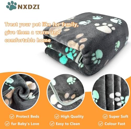 Dog Blankets for Large Dogs, 3 Pcs Dog Blanket Washable, Soft Fluffy Flannel Pet Blanket Mat Cover for Bed Couch, Cute Print Puppy Blanket 60" x 50" - Image 2