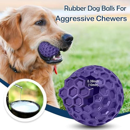2 Pack Indestructible Squeaky Dog Balls for Aggressive Chewers, Interactive Dog Toys for Teething, Relieving Anxiety. Chew Toy for Large, Medium Breeds, Outdoor Rubber Balls. - Image 3