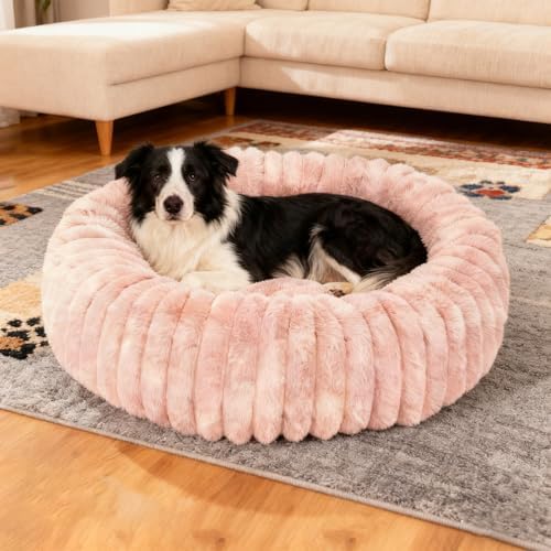 Washable Large Dog Bed,Fluffy Puppy Kitten Beds for Small Dogs(Pink,XL) by Unknown