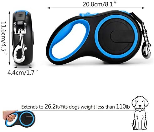 Segarty 26 Ft Retractable Dog Leash, 8m Retractable Leash for Medium Larger Dogs Up to 110 Lbs, 1 Button Break & Lock, 360 Tangle-Free, Heavy Duty Long Dog Lead for Training Running Walking - Image 4