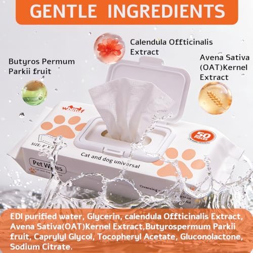Pet Grooming Wipes, Jumbo Size 8" x 9", Lick-Safe, Alcohol-Free Deodorizing Wipes for Dogs & Cats with Sensitive Skin (Unscented, 200 Grooming Wipes) - Image 3