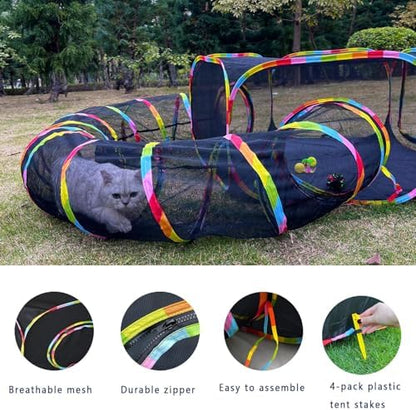 Outdoor Cat Enclosures, Cat Playground Portable Catio Mesh Tent, Outside Circle Playpen Tunnel for Kitty, Rabbit, Puppy and Small Animals - Image 4