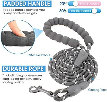 BAAPET 2/4/5/6 FT Dog Leash with Comfortable Padded Handle and Highly Reflective Threads for Small Medium and Large Dogs (5FT-1/3'', Black) - Image 2