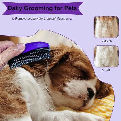3 PCS Puppy Brush Grooming Kit (Dark Purple) - Image 6