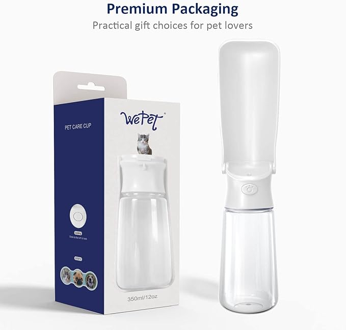 WePet Foldable Portable Dog Water Bottle Puppy Water Dispenser with Drinking Feeder, 19 OZ, High-Temperature Resistant Leak Proof for Pets Outdoor Walking, Hiking, Travel, Food Grade Plastic BPA Free