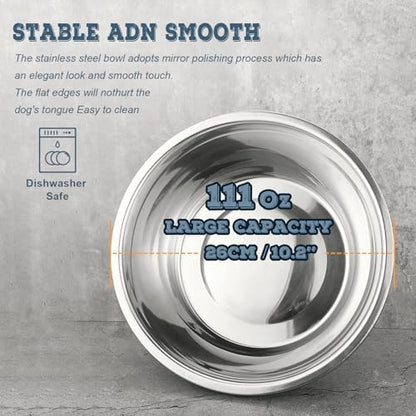 Elevated Dog Bowls, Metal Raised Dog Bowl Stand with 2 Thick 111oz Capacity Stainless Steel Food Bowls & Non-Slip Mat - 14" Tall for Large/Extra Large Breeds - Image 5