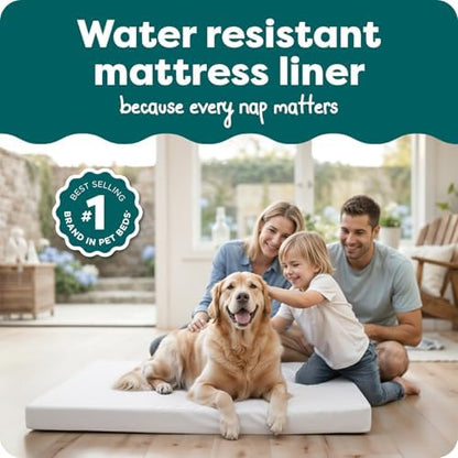 FurHaven Dog Bed Liner for Large Dogs, Water-Resistant Foam Protector with Quiet No-Crinkle Cover Design, Easy to Clean, Jumbo XL, Coated Polyester, White - Image 2