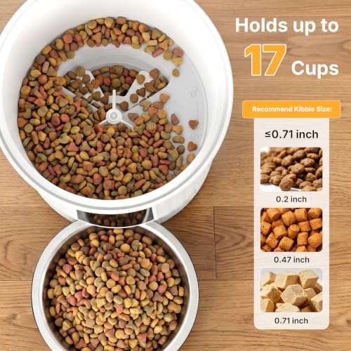 NEWBULIG Automatic Cat Feeder with APP 4L Small Dog Food Dispenser, White - Image 4